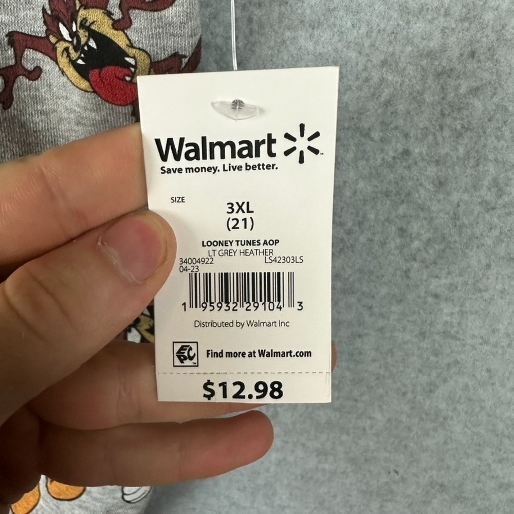 Looney‎ Tunes Sweatshirt Gray 3XL Taz Tweety Bugs Bunny Marvin NWT - Picture 2 of 6